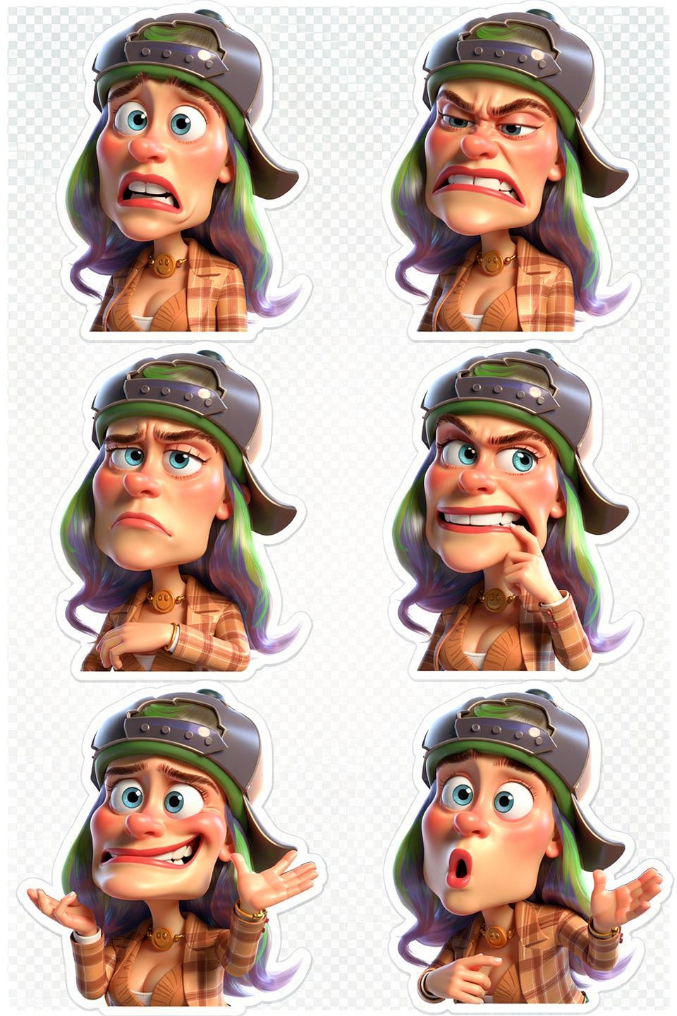 Sticker Set mit verschiedenen Gesichtsausdrücken