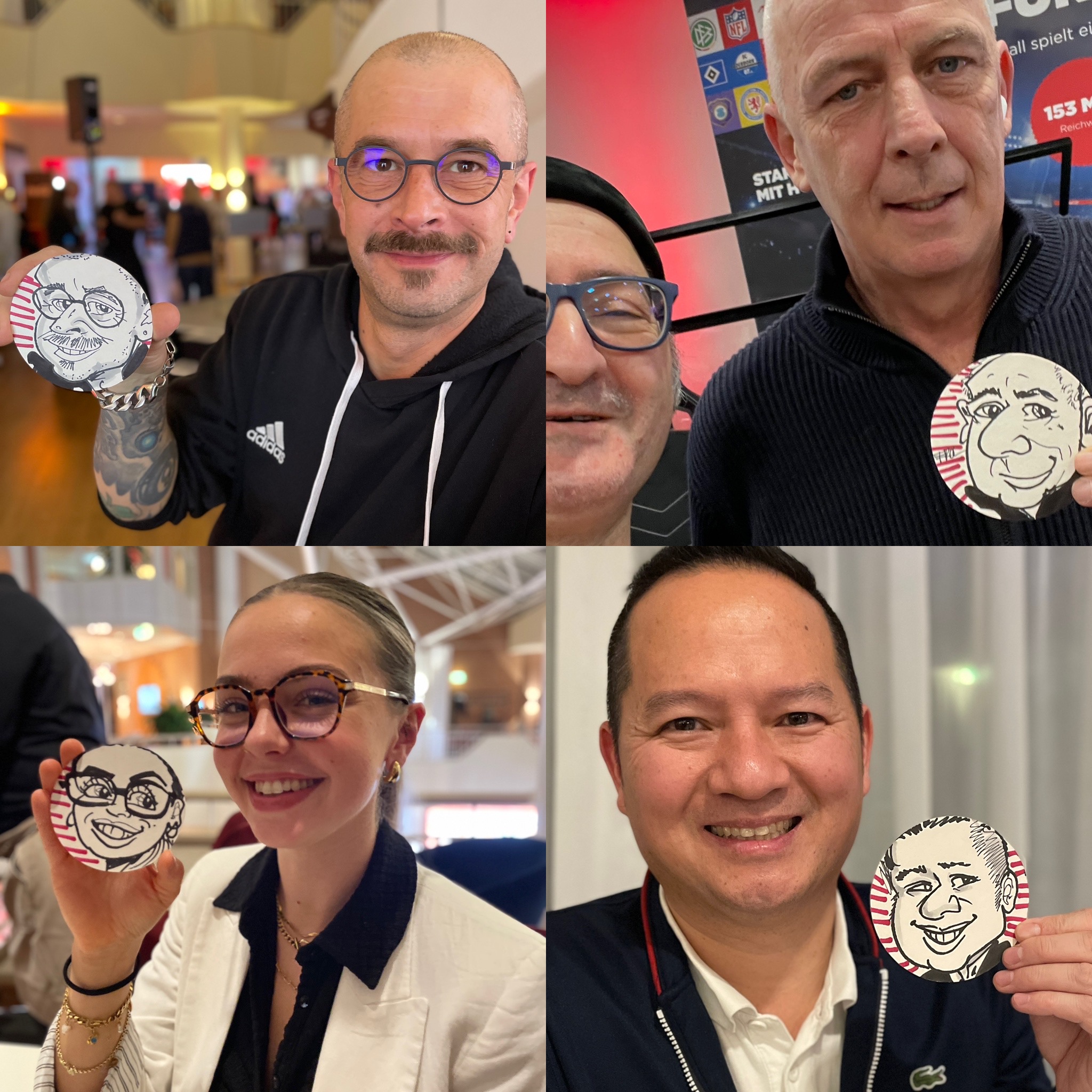 Bierdeckel-Karikaturen – Live gezeichnete Mini-Porträts für Events