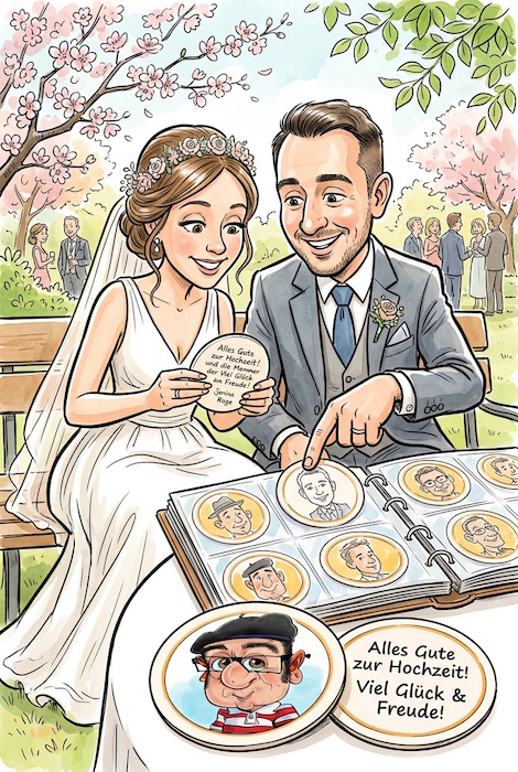 wedding caricature coasters