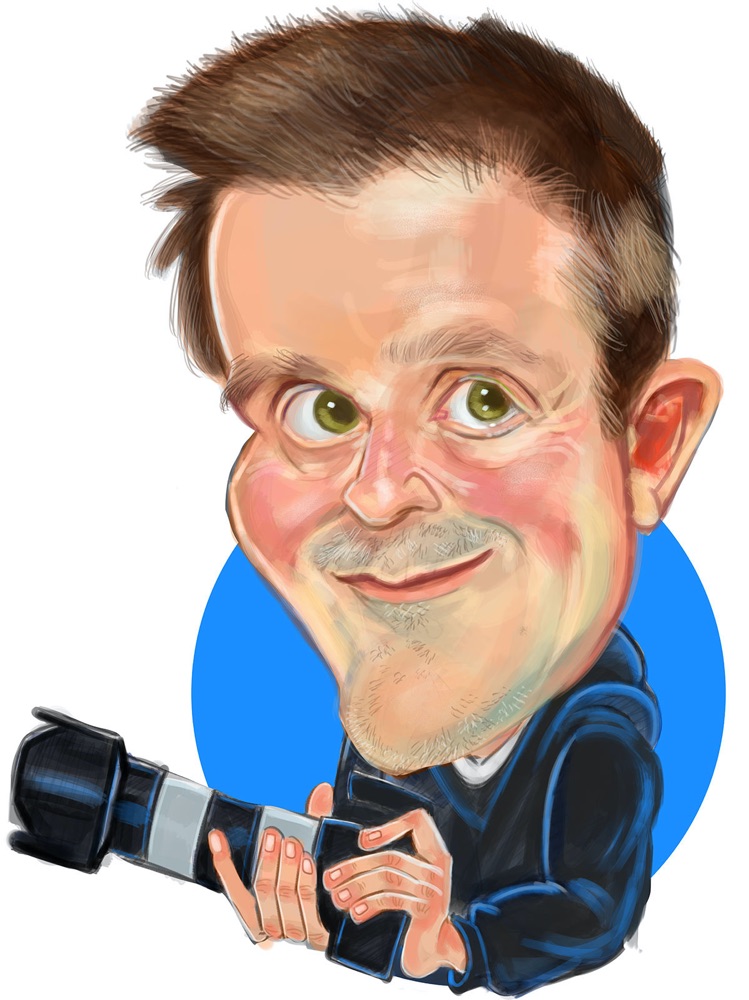 Karikatur eines Fotografen nach Foto