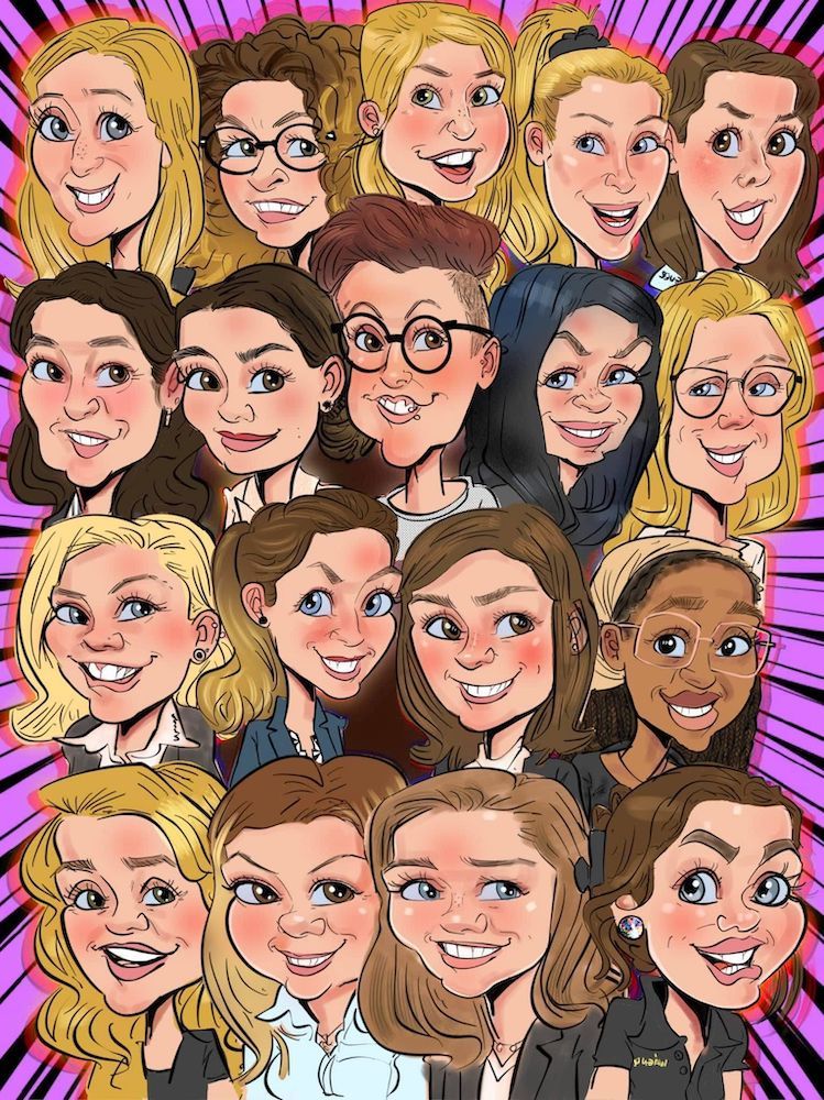 Gruppen-Karikatur mit Frauen