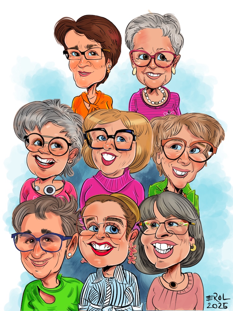 Gruppen-Karikatur von Landfrauen aus Rheinland-Pfalz