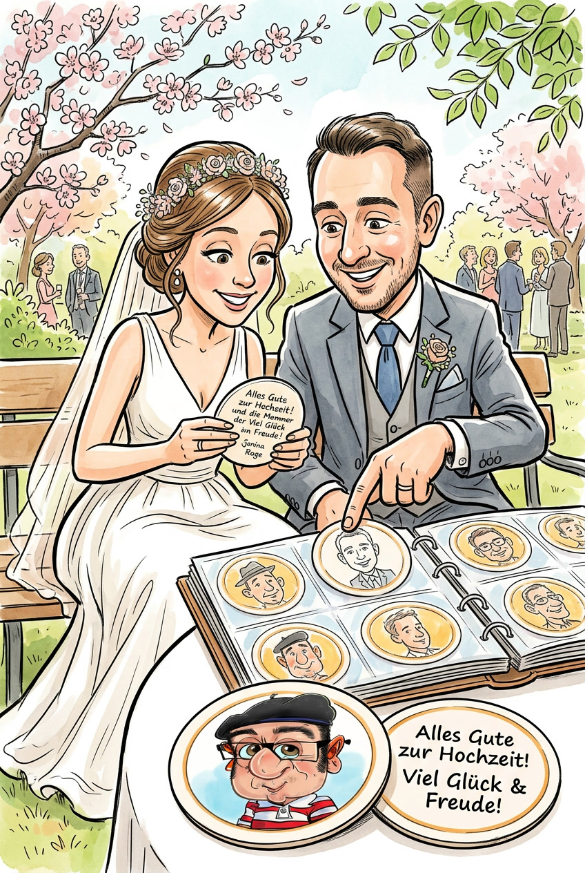 wedding caricature coasters