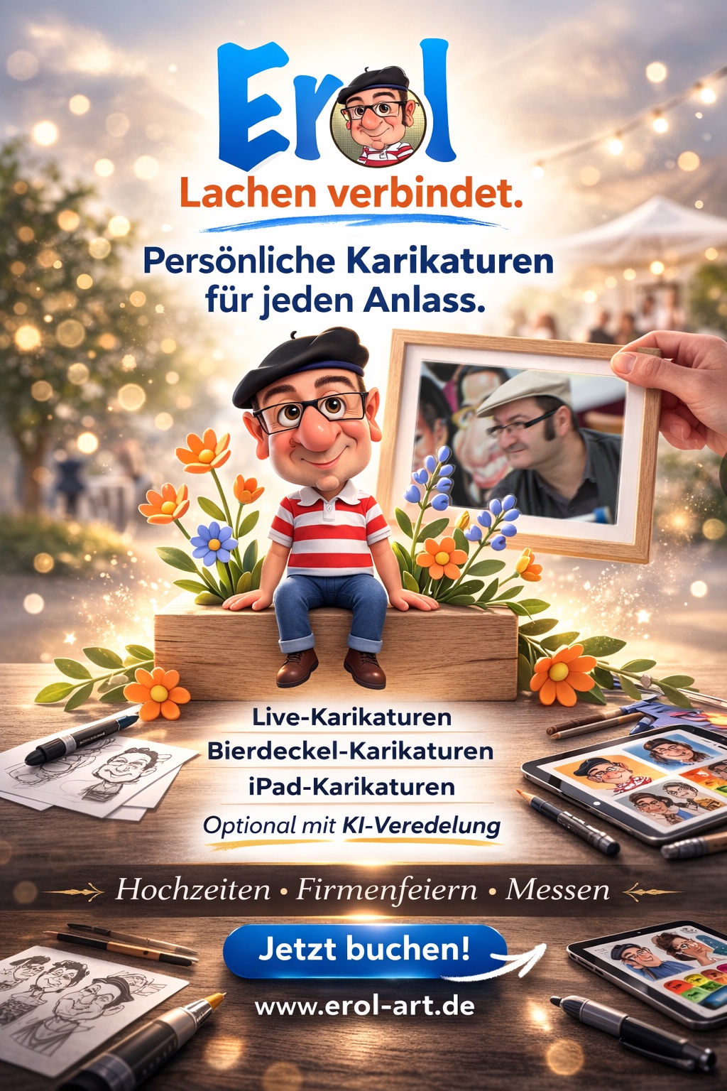 Klassische Karikaturen live gezeichnet